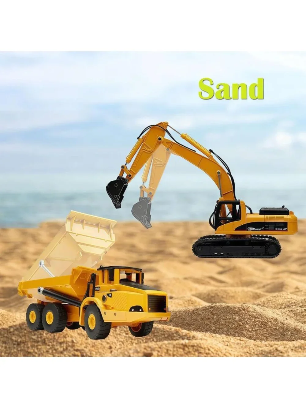 Heavy Duty Construction Dump Truck & Excavator Toy Set, 1:50 Scale Diecast for